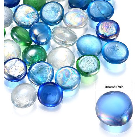 Galets de Verre Colorés Pierres Plates pour Décoration de Vase Aquarium Jardin