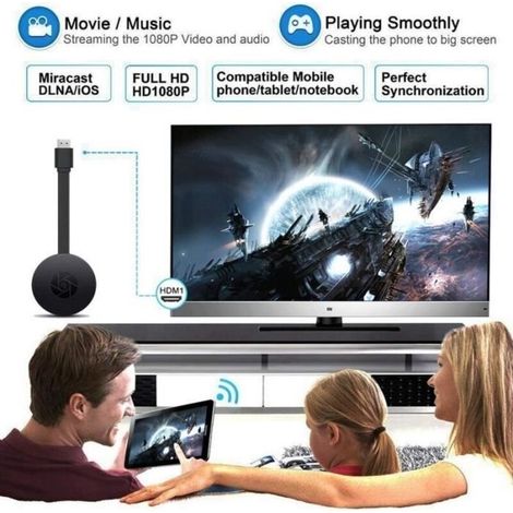 Cellfast – Adaptateur HDMI pour Google Chromecast 2 – Résolution 1920x1080 – Supporte MP4, AVI, WMV – Couleur noire