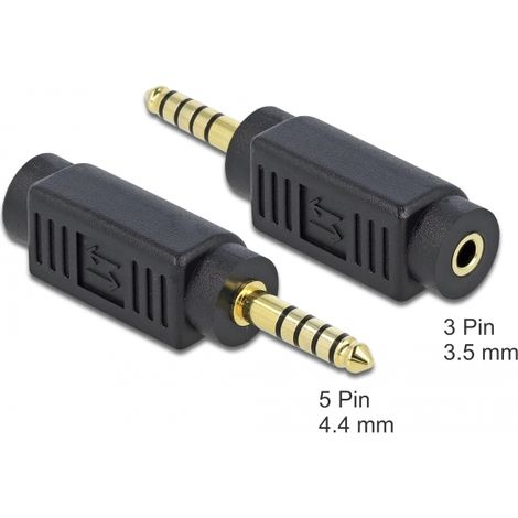 Delock Adaptador conector estéreo macho 4,4 mm 5 pin a Jack estéreo hembra de 3,5 mm y 3 pines