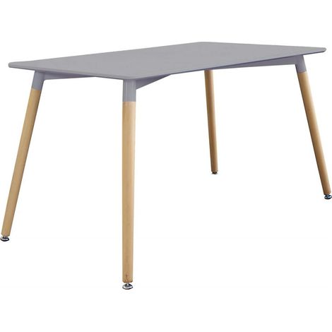 Mesa 120x80 cm gris con patas de madera de haya - Ischia