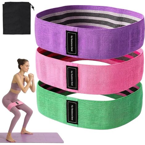 3 Elastique Musculation, Bandes de Fitness Antidérapantes en Tissu, 3 Niveaux de Résistance, Bandes pour Fessiers et Jambes, pour Gym à Domicile, Yoga, Pilates (1/5)