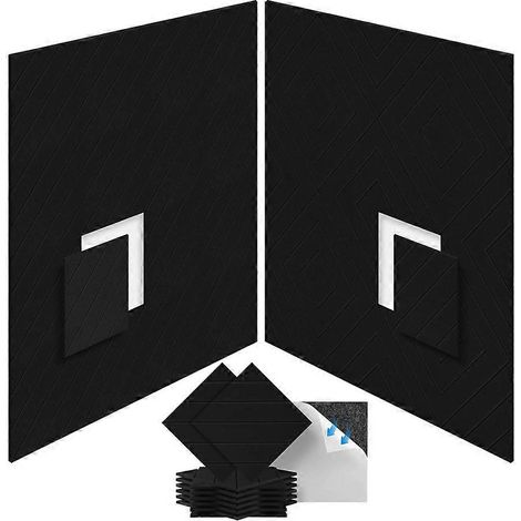 Lot de 12 panneaux en mousse insonorisante 30,5 x 30,5 x 1 cm, panneaux acoustiques autocollants noirs pour traitement acoustique (1/5)