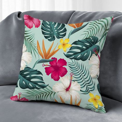 Housse de coussin fleurs papillon,décoration intérieur maison,45×45cm (1/5)