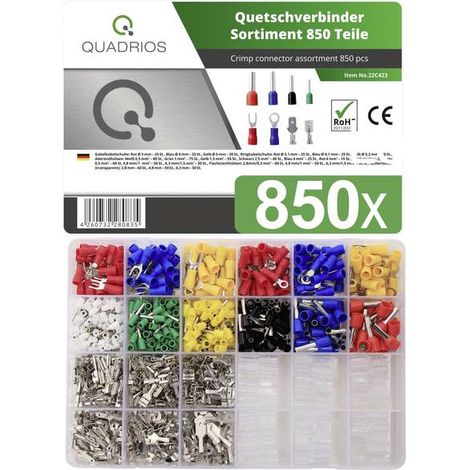 Quadrios 22C423 Assortimento di capicorda a compressione 0.5 mm² 6 mm² Rosso, Blu, Giallo, Verde, Bianco, Trasparente 1