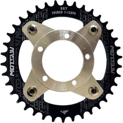 Ahlsen 104 BCD 32T schwarzes schmales breites Kettenblatt mit Kettenblatt, Mittelantriebsmotor-Adapter für Rennräder, MTB (1/4)