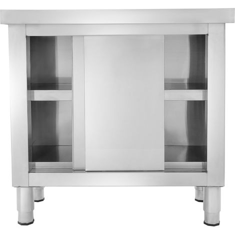 Table de travail en acier inoxydable, table de préparation pour cuisine, grande armoire de rangement, table à découper, table en métal, plan de travail de cuisine à passage unique, armoires de rangeme (1/5)