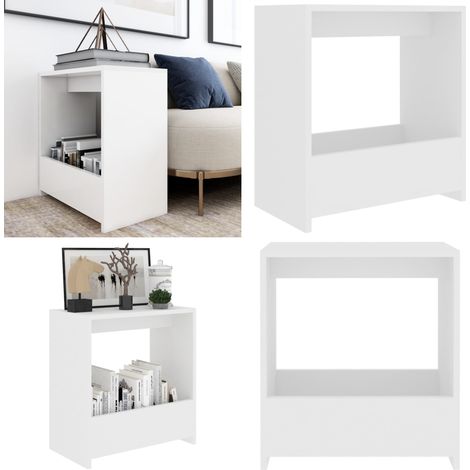 Table d'appoint blanc 50x26x50 cm bois d'ingénierie - Table D'appoint - Meuble Design - Table Basse - Mobilier Contemporain - Table Blanche - Home & Living (1/5)