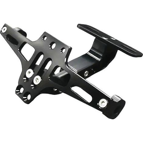 Support universel de plaque d'immatriculation arrière pour moto, fixation en alliage d'aluminium, accessoire de modification moto, noir (1/5)