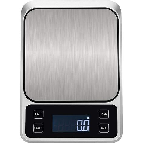 Balanza Digital de Cocina 5kg/0.1g Balanza Multifuncional de Alta Precisión para Carnes Joyería Laboratorio Quilates Polvo Inglés con Pantalla LCD Retroiluminada (1/4)