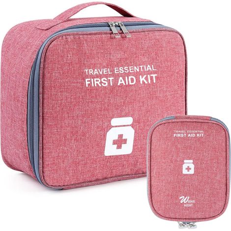 Sac à médicaments, lot de 2 pièces, grande capacité, kit de voyage, portable, imperméable, sac de rangement pour médicaments, pour la maison, le bureau, les voyages, les activités de plein air (1/5)