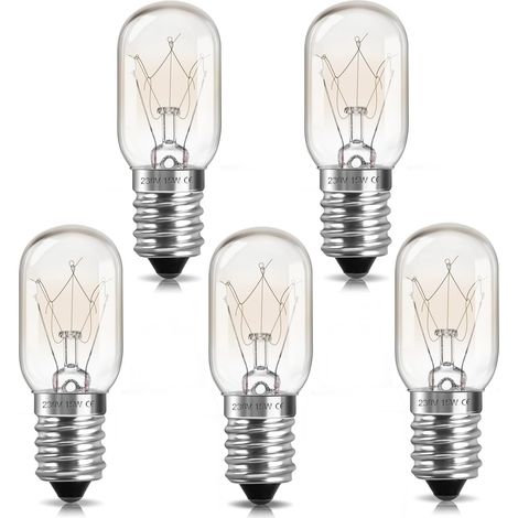 Lot de 5 Ampoule E14 Dimmable Résistante Chaleur 300°C Blanc Chaud 2700K Pour Réfrigérateur Lampe Sel (1/5)