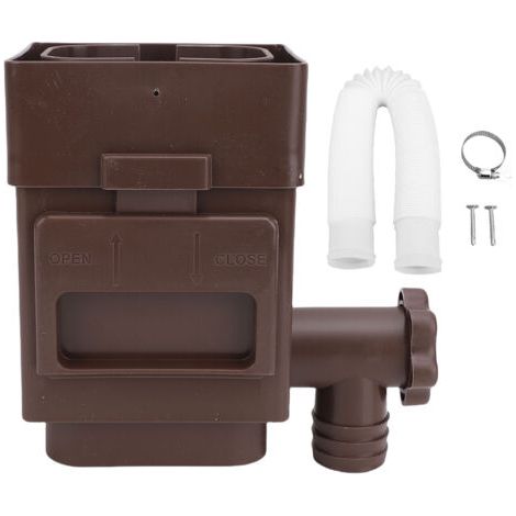 Rosvola Filtre de descente d'eau, résistant aux intempéries, gain de place, adaptateur de feuille de gouttière pour tuyau d'évacuation de 3 à 4 pouces, marron (1/5)
