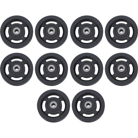 Lot de 10 poulies à roulement universel en nylon noir résistant à l'abrasion pour appareils de musculation et machines à câbles. (1/5)