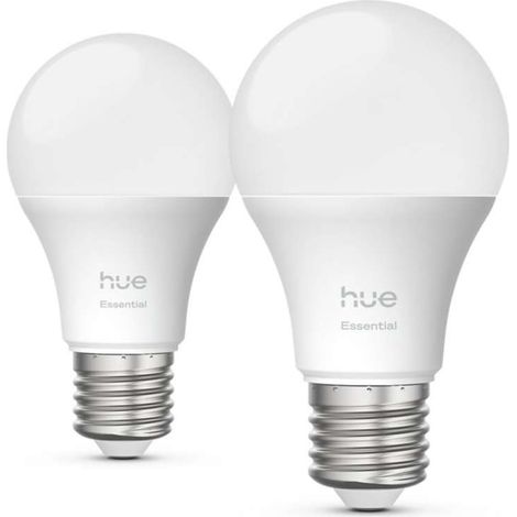 Philips Hue Essential LED lot de 2 E27 Ampoules Standard (A60) Lumière blanche et colorée - White and Color Ambiance