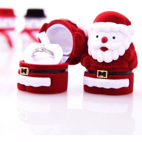 Boîte À Bijoux Forme Père Noël - Matériau Velours - Pour Anneaux Et Boucles D'oreilles - Thème Noël - 1 Pièce (1/5)