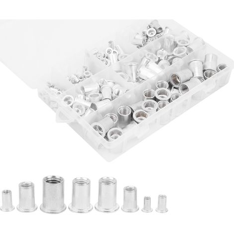 175 pièces / boîte - Kit d'écrous à sertir en aluminium - Accessoires pour rivets M3 / 4 / 5 / 6 / 8 / 10 / 12