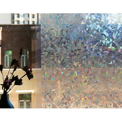 1PC 45x200CM Rainbow Effect Electrostatic Window Film Privacy Decorative Window Film 3D Anti-UV Window Film (1/5)