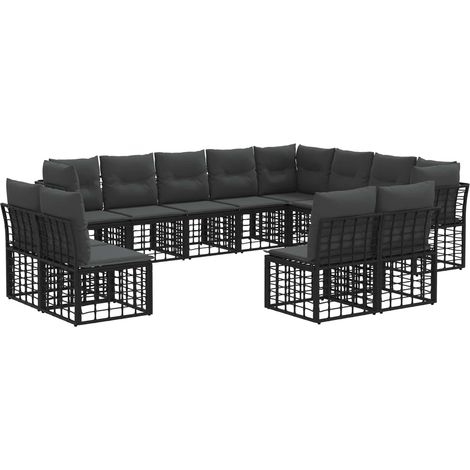 Maison Exclusive - Outdoor-Sofagarnitur Schwarz und Dunkelgrau Po