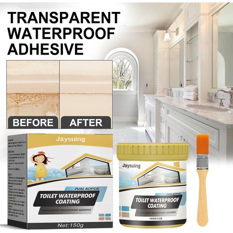 Adhésif de réparation et d'étanchéité, adhésif d'étanchéité transparent pour salle de bain, prévention des fuites sur les murs extérieurs, revêtement d'étanchéité sans dépose de carrelage -- 150 g + p (1/5)