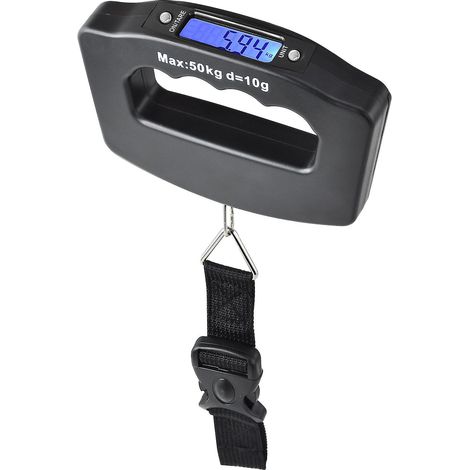 Balance numérique portable pour bagages (50 kg), mini-balance électronique avec fonction tare et écran LCD rétroéclairé, idéale pour la maison, la ferme, l'usine, la chasse et les activités de plein a