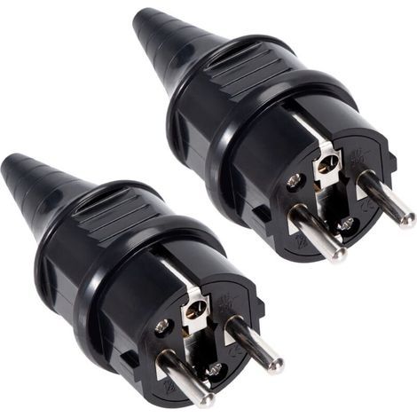 Prise Electrique Male Fiche Electrique 250V 16A Prises Males pour Câble 6-16mm Protection IP44 Adaptée à Intérieur Fiches de Rechange Noir 2 Pièces (1/5)