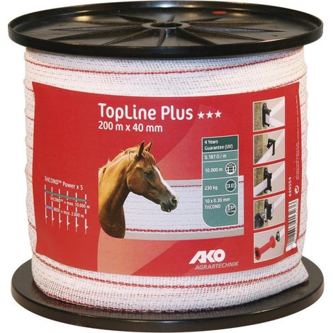 Band Top Line Plus 200m 40mm, 10x0,30TriCond, weiß/rot
