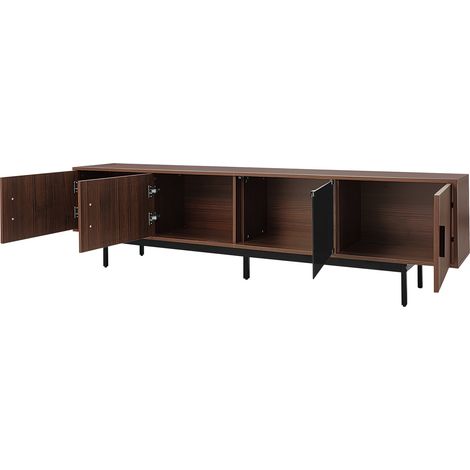 ELVMI Mobile TV con 2 Ante in Vetro Temperato e LED, per Soggiorno, in MDF e Pannelli di Particelle, 200×35×53 cm (1/5)