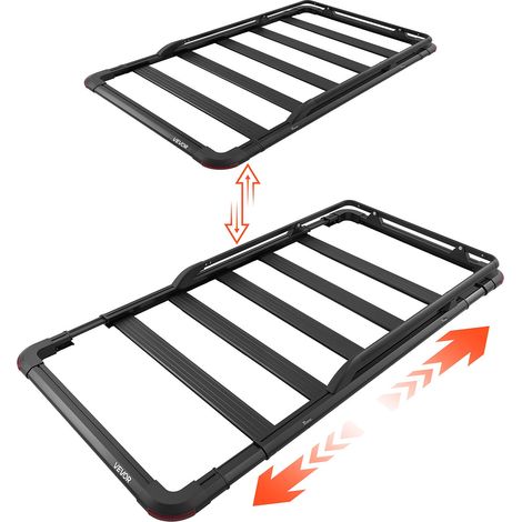 Panier de Toit pour Voiture, 1626x990x115 mm, Porte Bagage Voiture, Longueur Ajustable, Capacité de 90,72 kg, Galerie de Toit Universelle pour SUV, Camionnette et Pick-ups, pour Toutes Saisons (1/5)
