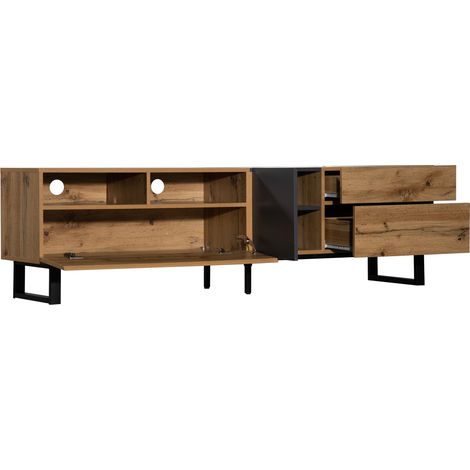 Mueble TV moderno con efecto madera 180 cm MDF y metal (1/5)