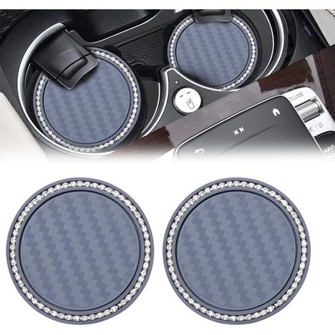 JSSEVN-2 Posavasos para portavasos de coche con brillantes diamantes de imitación - Accesorios universales antideslizantes para coche (1/5)