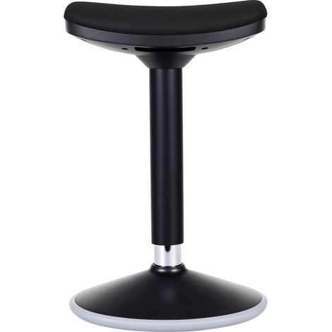 Wiltec Sgabello sit stand nero, sgabello girevole regolabile in altezza fino a 82 cm, max 135 kg, sgabello ergonomico per casa, ufficio, officina