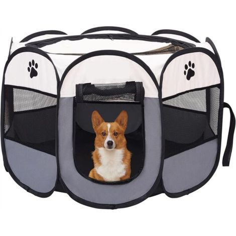 Tente pliable et imperméable pour animaux de compagnie, facile à transporter et à ranger, adaptée à une utilisation intérieure et extérieure, grise (1/5)