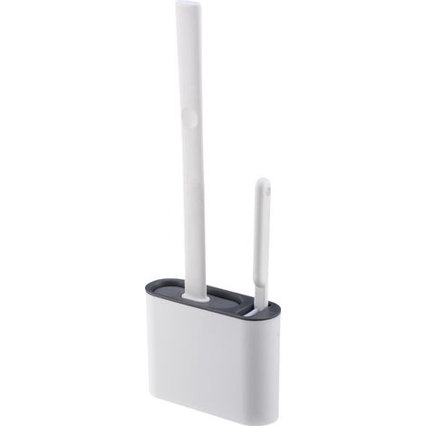 Brosse de toilette et support, brosse de toilette en Silicone antibactérien et petite brosse avec Base de filtre à eau(gris foncé) (1/5)