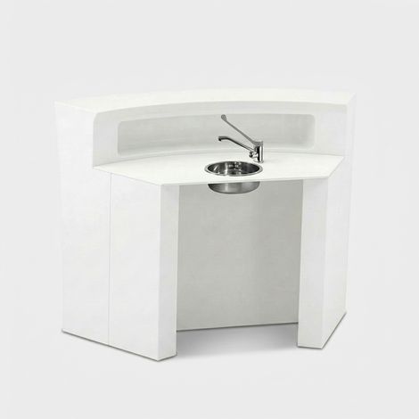 Bancone bar professionale curvo con kit lavamani Hangar60 bianco - Bianco