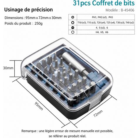 Coffret de 31 embouts Makita B-45406 pour visseuse, set de 31 pièces en acier HSS, 1 kg – Livraison gratuite