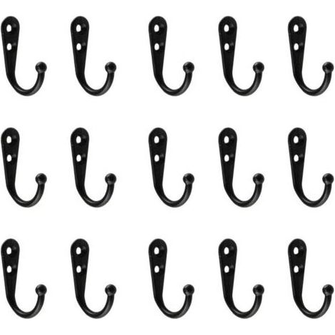 Lot de 15 crochets pour fixation murale, noir (1/5)