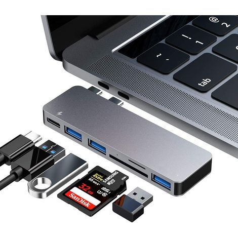 USB C Hub - 3 x USB 3.0 Ports SD TF Card Reader USB-C Power Delivery 87 W - Compatible with MacBook Pro Air 13 15 Inch - 1 Unit (1/5)