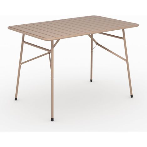 Mesa de jardín Yumi plegable de metal taupe para 4 personas