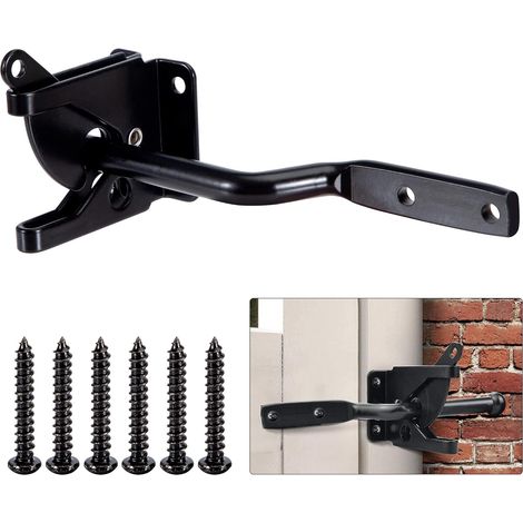Loquet automatique portail noir   Boulon en acier, verrouillage facile, pour clôture bois, vis fournies (1/5)