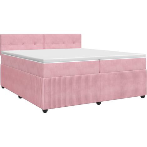 Maison Exclusive - Letto box spring con materasso Rosa 200 x 200 cm Velluto (1/5)