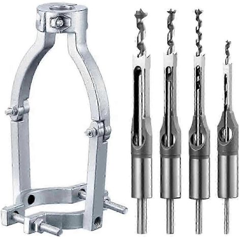 Jeu d'outils pour mortaiseuse, adaptateur pour trou carré, 4 forets pour perceuse à colonne et mortaiseuse (1/5)