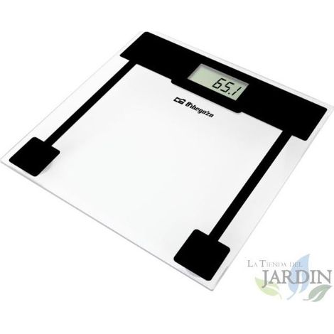 Báscula baño electrónica Orbegozo, superficie cristal templado, capacidad máx. 150 kg, pantalla LCD