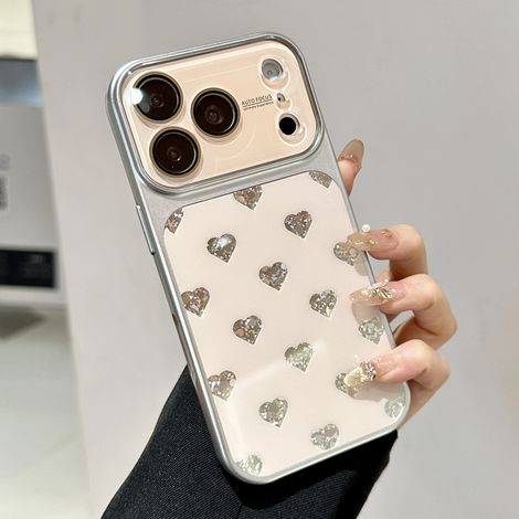 Coque de téléphone brillante en forme de cœur (iPhone 16), protection antichoc avec cadre (1/5)