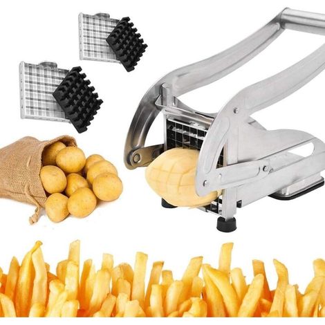 Coupe Frites en Acier Inoxydable,Technologie Antidérapante,Coupe-Légumes,Accessoires pour Friteuse,Coupe-Frites et Légumes,éplucheur de Pommes de Terre,Professionnel Usage Domestique et Commercial (1/4)