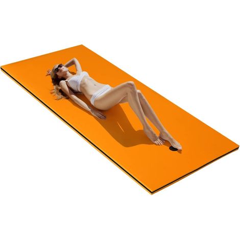 COSTWAY Tappeto Galleggiante per Piscina e Mare, 220 x 90 cm, Materassino Galleggiante in Schiuma per Rilassarsi e Divertirsi, con Cuscino (Arancione) (1/5)