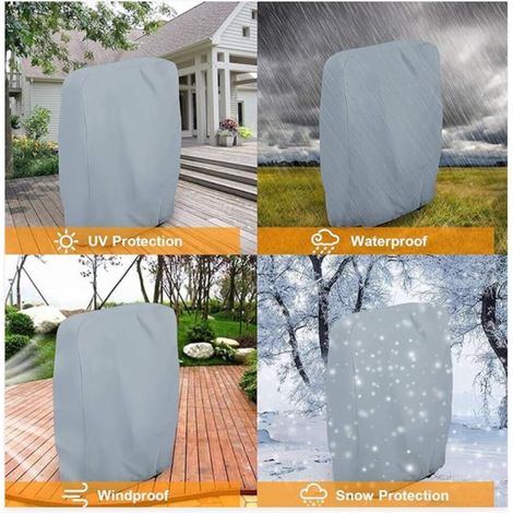 Housse de chaise de jardin imperméable, 71 x 110 cm, tissu Oxford 210D gris, pour chaises pliantes, pour extérieur, balcon ou terrasse (1/2)