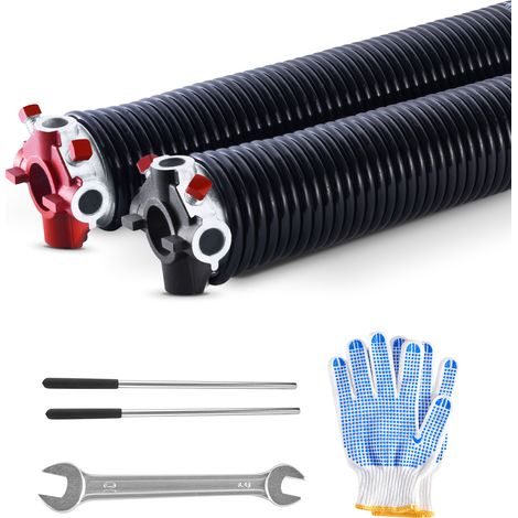 VEVOR Molle di Torsione per Porte da Garage, Coppia di Φ6,35 x Φ50,8 x 787 mm, 16000 Cicli, Rivestimento Elettroforetico Nero per SostituI, con Barre di Avvolgimento, Guanti e Chiave di Montaggio