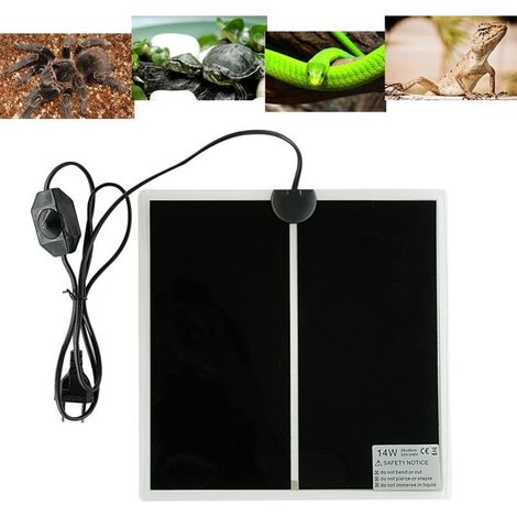 Tapis chauffant pour reptiles 28x28cm – Température réglable 15-45°C – Installation facile dans terrarium ou aquarium – 14W (1/5)