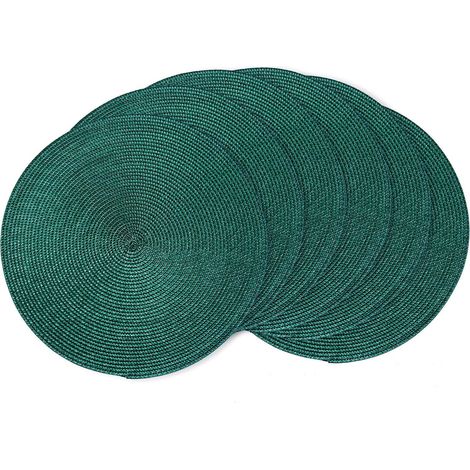 Lot de 8 sets de table ronds tressés pour tables de salle à manger, naturels, résistants à la chaleur, 38,1 cm (vert sapin)'Vert Pin 6'Vert Pin'6