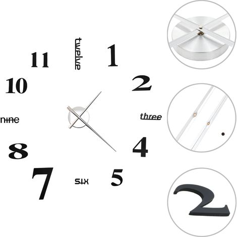 Orologio da parete 3D design moderno 100 cm XXL nero DEC022266